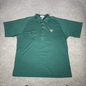 Vintage 80s Notre Dame Fighting Irish Polo Shirt Mens XL Green Logo La Mode